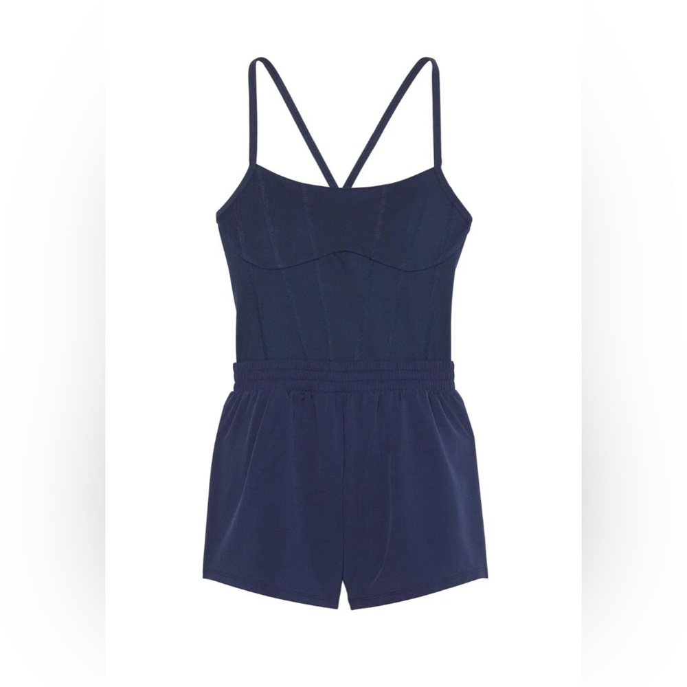 Victoria Secret Pink Navy Blue Runsie Workout Activewear Romper Size Medium